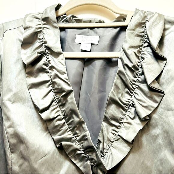 Christopher Banks, extra large metallic silver cropped evening jacket - Picture 3 of 10